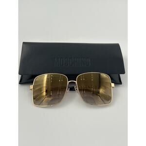 MOSS101 Moschino Gold-Tone Square Sunglasses with Brown Gradient Lenses